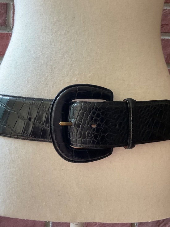 Vintage Lauren Ralph Lauren Wide Black Croc-Embossed Italian Leather Belt Size L main image 15